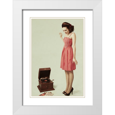 Pin Up Girl Iii White Modern Wood Framed Art Print with Double Matting by Peeters, Bart