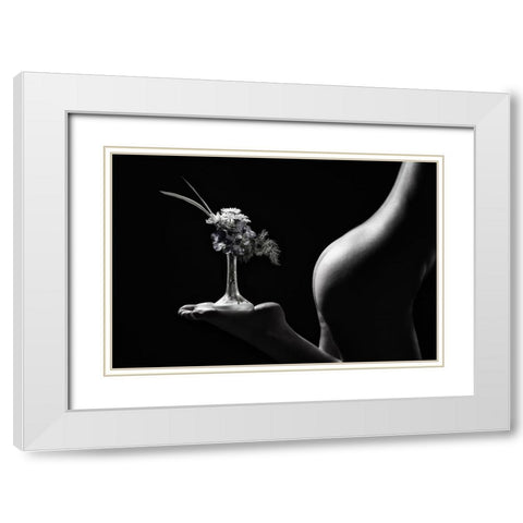 Little Flower Stand White Modern Wood Framed Art Print with Double Matting by Galon Ma, Derek