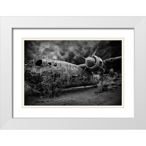 The Flight Of The Damned White Modern Wood Framed Art Print with Double Matting by Eliash, Tomer