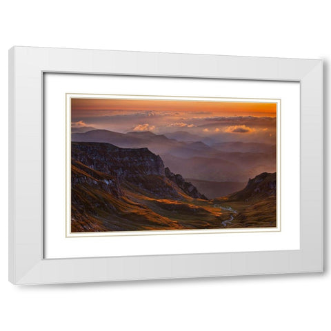 Vantage Point White Modern Wood Framed Art Print with Double Matting by Zsolt Andras, Szabo