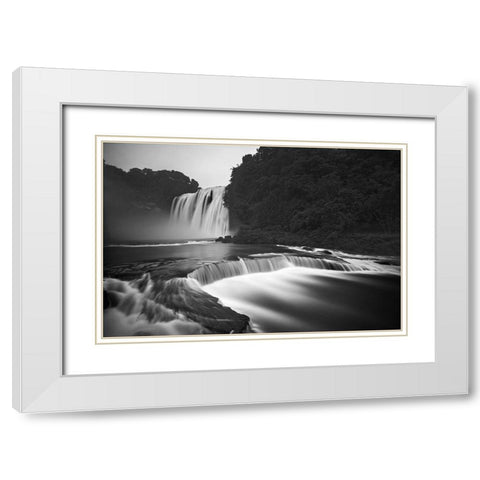 Huangguoshu Waterfalls White Modern Wood Framed Art Print with Double Matting by Zhang, Yan