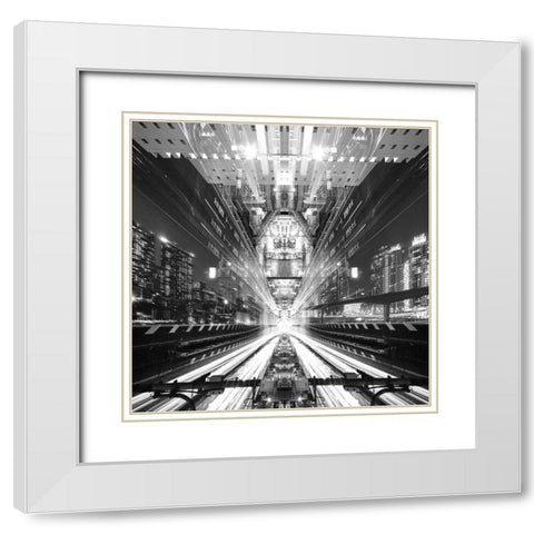 Electro Warp White Modern Wood Framed Art Print with Double Matting by Tajima, Koji