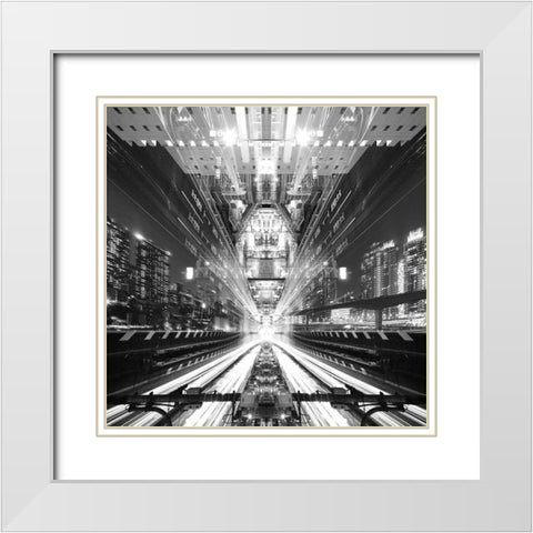 Electro Warp White Modern Wood Framed Art Print with Double Matting by Tajima, Koji