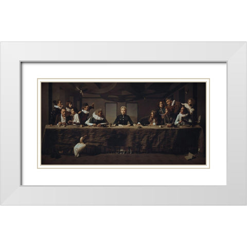 L?Ultima Cena White Modern Wood Framed Art Print with Double Matting by Voloshin, Igor