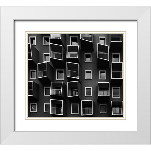 Living In Boxes White Modern Wood Framed Art Print with Double Matting by Mathiesen, Kent