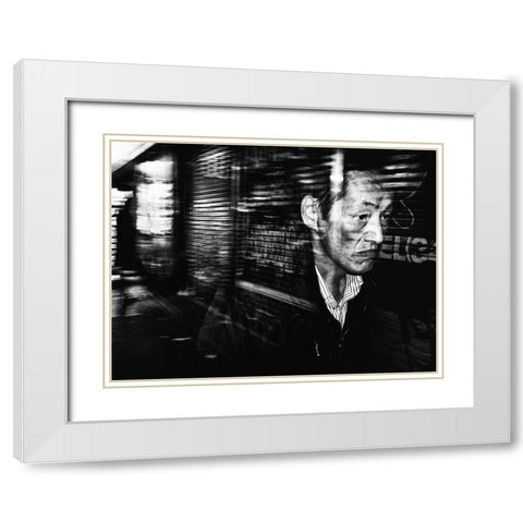 Untitled White Modern Wood Framed Art Print with Double Matting by Suzuki, Tatsuo