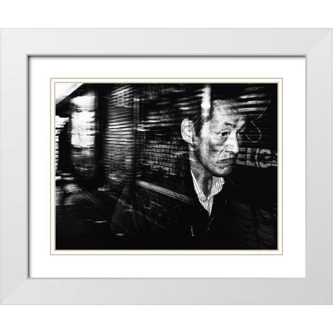 Untitled White Modern Wood Framed Art Print with Double Matting by Suzuki, Tatsuo