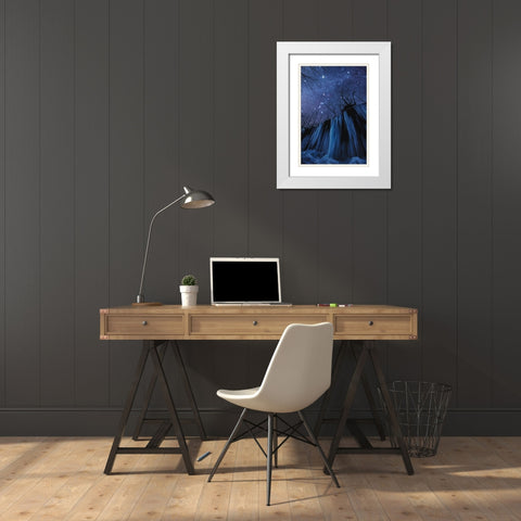 Freezing Cold Night White Modern Wood Framed Art Print with Double Matting by Takanobu, Kano