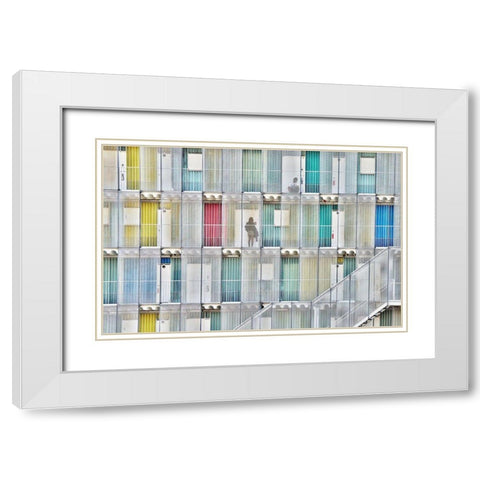 Housemate White Modern Wood Framed Art Print with Double Matting by Ikeda, Keisuke