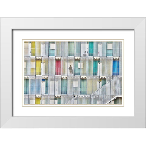 Housemate White Modern Wood Framed Art Print with Double Matting by Ikeda, Keisuke