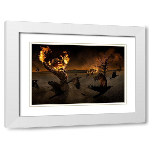 Jack-OA#039;-Scarecrow White Modern Wood Framed Art Print with Double Matting by Kiciak, Christophe