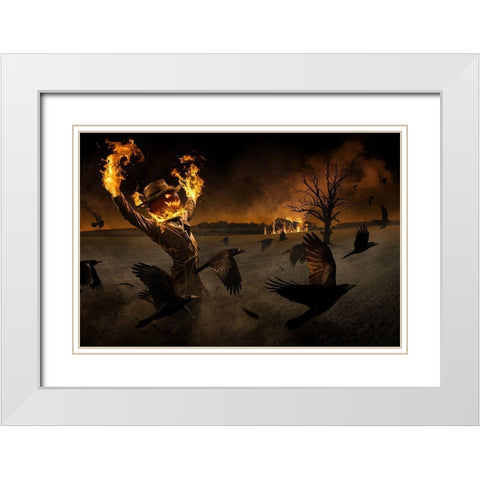 Jack-OA#039;-Scarecrow White Modern Wood Framed Art Print with Double Matting by Kiciak, Christophe