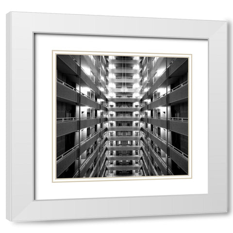 Corridor White Modern Wood Framed Art Print with Double Matting by Tajima, Koji