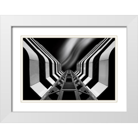 Winged White Modern Wood Framed Art Print with Double Matting by Novillo, Alfonso