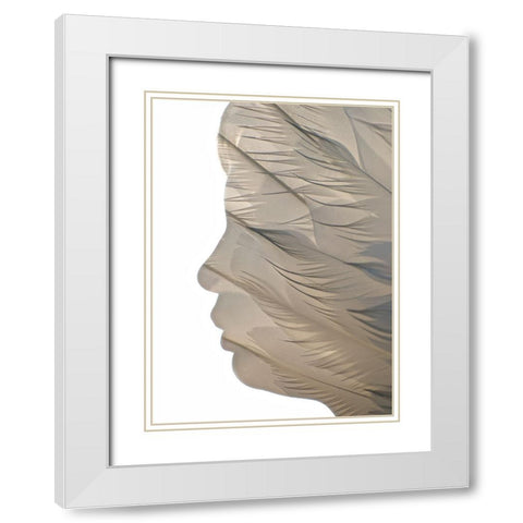 Feathered White Modern Wood Framed Art Print with Double Matting by Melnotte, Mike