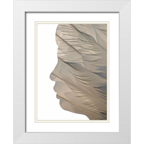 Feathered White Modern Wood Framed Art Print with Double Matting by Melnotte, Mike