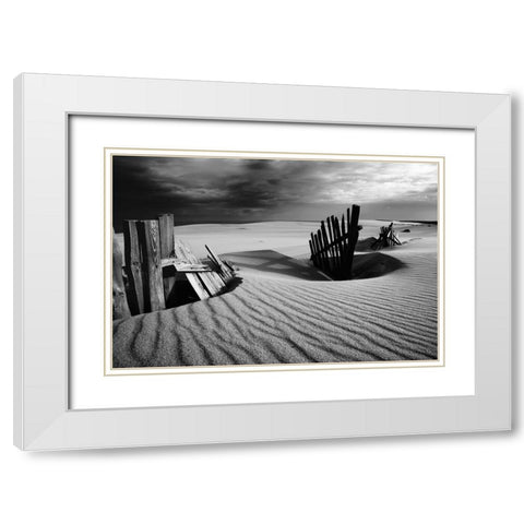 Konfrontation White Modern Wood Framed Art Print with Double Matting by Kulagin, Dmitry