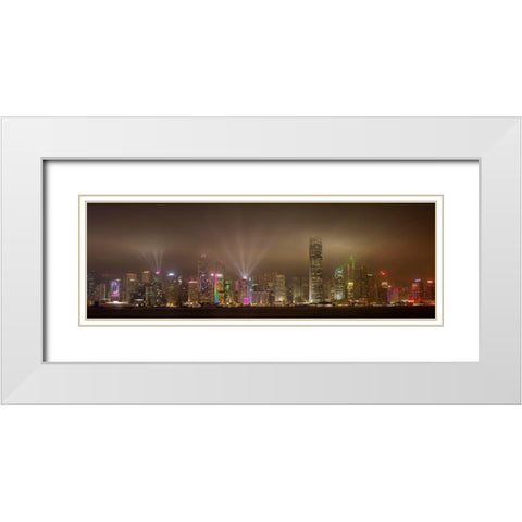 Hong Kong Island White Modern Wood Framed Art Print with Double Matting by Murphy, Daniel