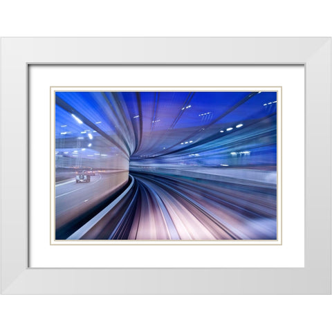 Twilight Tunnel White Modern Wood Framed Art Print with Double Matting by Nagase, Yu