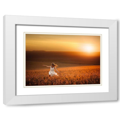 Dusk White Modern Wood Framed Art Print with Double Matting by Olson, Jake