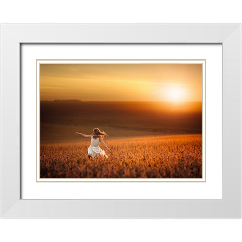 Dusk White Modern Wood Framed Art Print with Double Matting by Olson, Jake