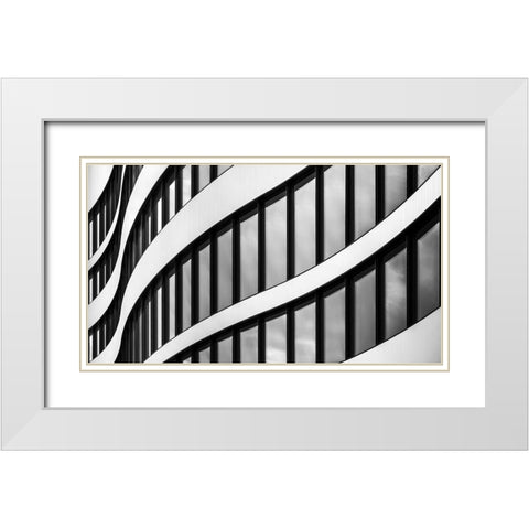 Panta Rhei White Modern Wood Framed Art Print with Double Matting by Pixxelpark