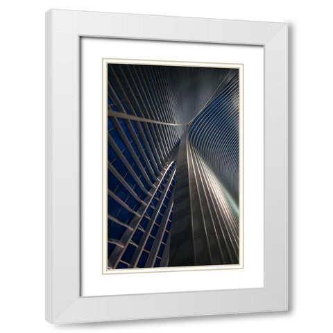 Calatrava Lines At The Blue Hour White Modern Wood Framed Art Print with Double Matting by Van Den, Jef