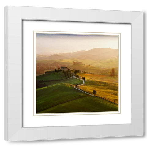 Val D Orcia White Modern Wood Framed Art Print with Double Matting by Pawlak, Jarek