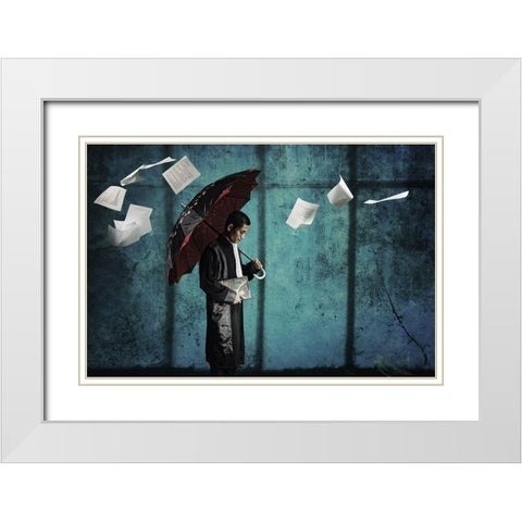 Umbrella Of Justice White Modern Wood Framed Art Print with Double Matting by R. Hiba, Ayatullah