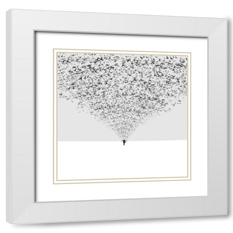 The Dark Half White Modern Wood Framed Art Print with Double Matting by Zare, Hossein