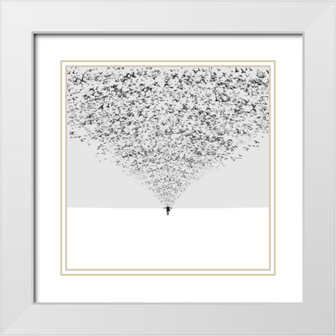 The Dark Half White Modern Wood Framed Art Print with Double Matting by Zare, Hossein