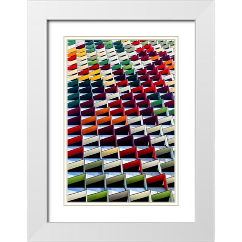 Origami White Modern Wood Framed Art Print with Double Matting by Lim, Jared