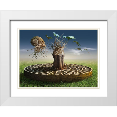 Untitled White Modern Wood Framed Art Print with Double Matting by Penchev, Radoslav