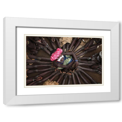 Kids In Holiday White Modern Wood Framed Art Print with Double Matting by Alhumaid, Hesham