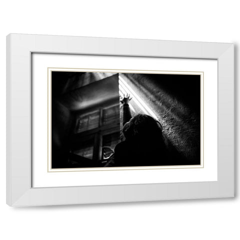 Light Inside The Darkness White Modern Wood Framed Art Print with Double Matting by Pergioudakis, Manos