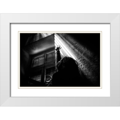 Light Inside The Darkness White Modern Wood Framed Art Print with Double Matting by Pergioudakis, Manos