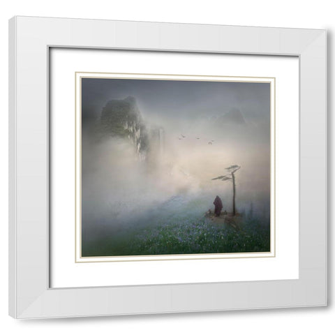 Follow The River To Where It Starts White Modern Wood Framed Art Print with Double Matting by Dou, Shenshen
