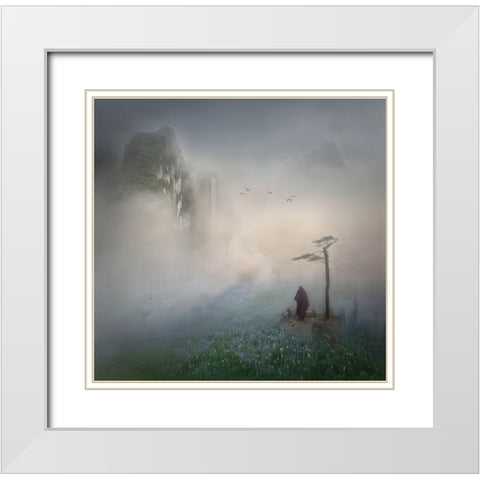 Follow The River To Where It Starts White Modern Wood Framed Art Print with Double Matting by Dou, Shenshen