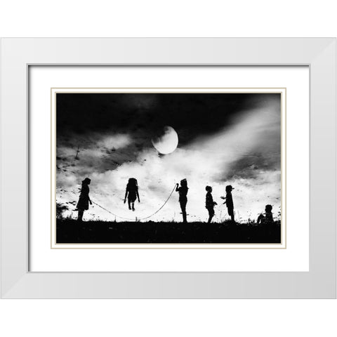 The Game High Jump White Modern Wood Framed Art Print with Double Matting by Satriani, Jay
