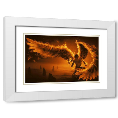 Fiery White Modern Wood Framed Art Print with Double Matting by Kiciak, Christophe