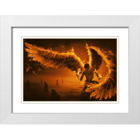 Fiery White Modern Wood Framed Art Print with Double Matting by Kiciak, Christophe