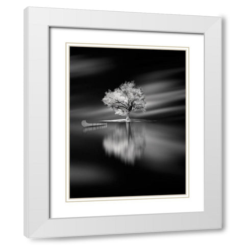 Quiet White Modern Wood Framed Art Print with Double Matting by David Senechal Photographie
