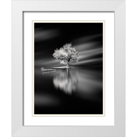 Quiet White Modern Wood Framed Art Print with Double Matting by David Senechal Photographie