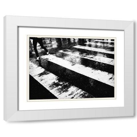 Untitled White Modern Wood Framed Art Print with Double Matting by Suzuki, Tatsuo