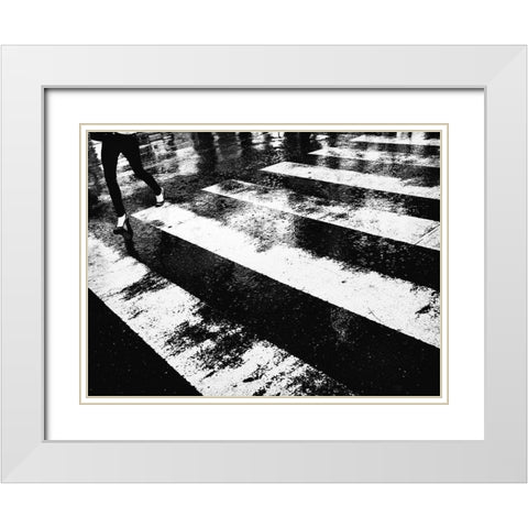 Untitled White Modern Wood Framed Art Print with Double Matting by Suzuki, Tatsuo