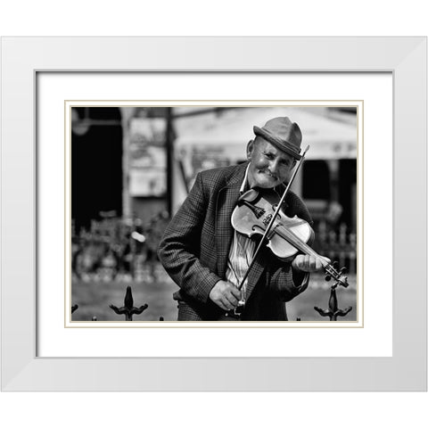 A Street Musician White Modern Wood Framed Art Print with Double Matting by Vodnansky, Zdenek
