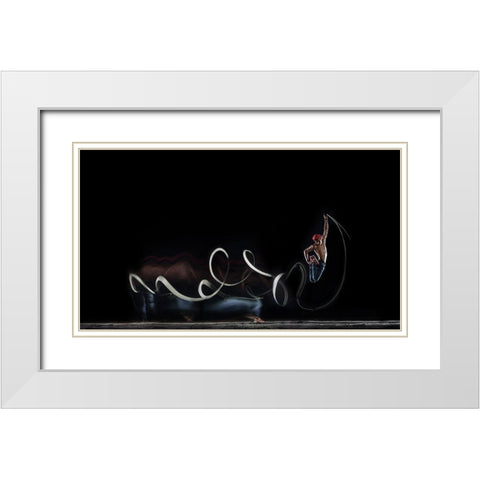 Jump Up A Lite Up Your Life White Modern Wood Framed Art Print with Double Matting by Wang, Willy