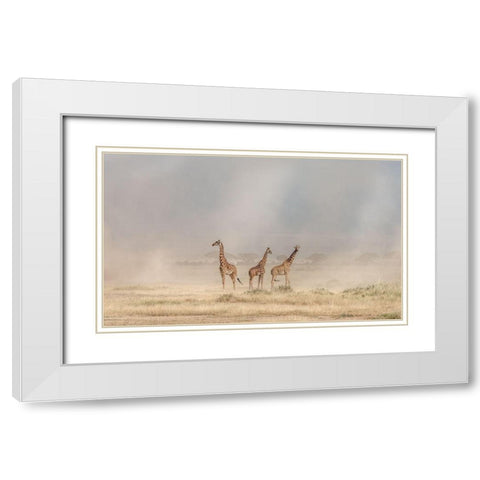 Weathering The Amboseli Dust Devils White Modern Wood Framed Art Print with Double Matting by C. Sink, Jeffrey