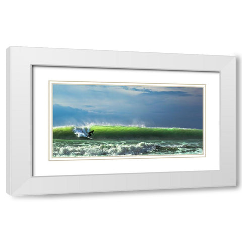 Catch The Wave White Modern Wood Framed Art Print with Double Matting by Mei, Massimo