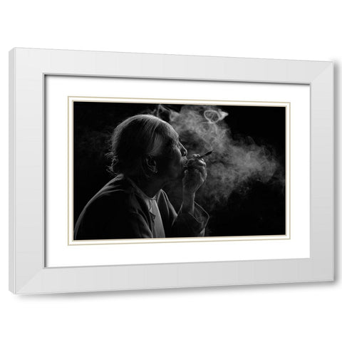 Puff!!!! White Modern Wood Framed Art Print with Double Matting by Vichaya